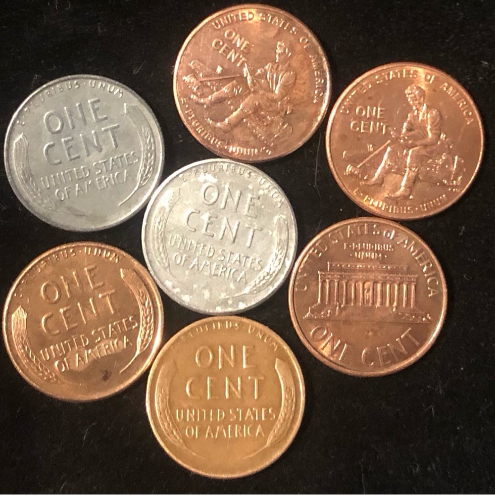 Penny Bundle, Variety! Steel Pennies, Wheat, Bicentennial and more!! 7 Total!
